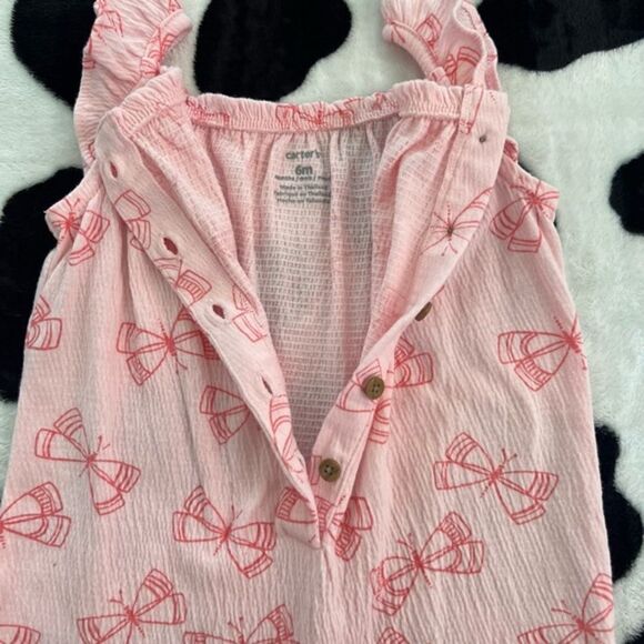 Carter's Baby Girl Pink Butterfly‎ Overall Jumpsuit 6 months - Picture 8 of 12
